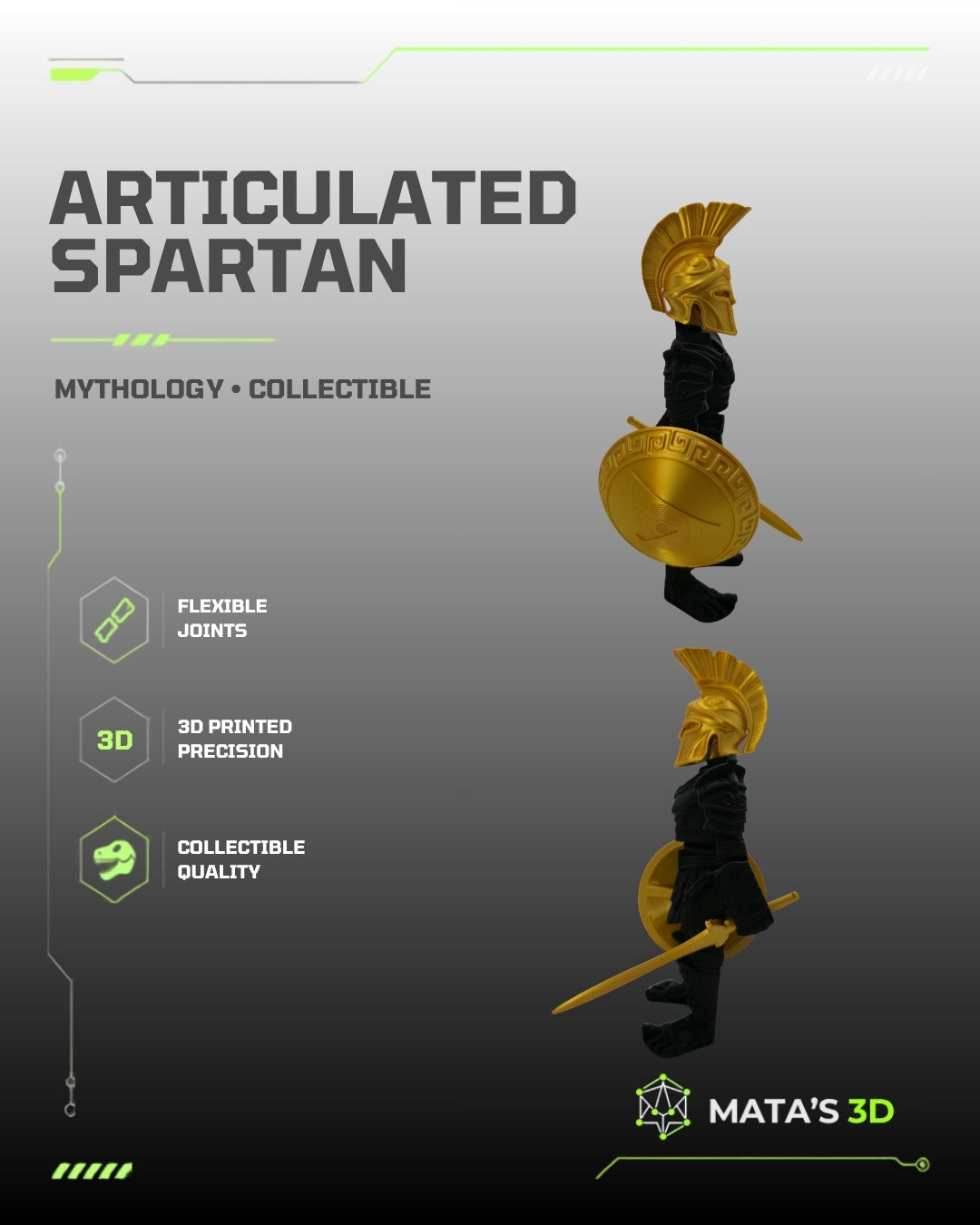 Articulated Spartan Warrior – Premium 3D Printed Flexi Figure