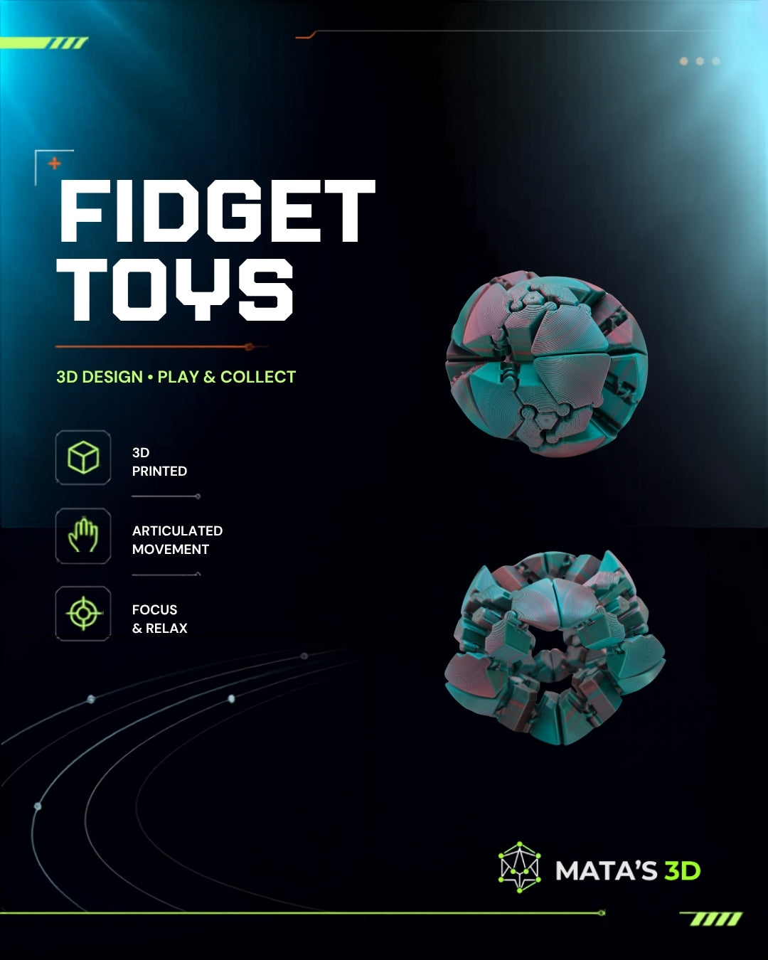 Articulated Hinge Ball – 3D Printed Fidget Toy