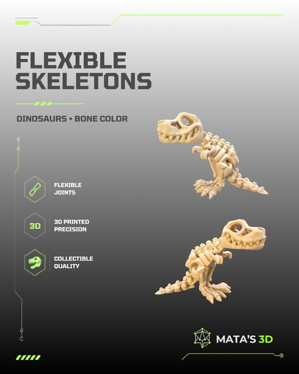 Articulated T-Rex Skeleton – 3D Printed Flexi Dinosaur