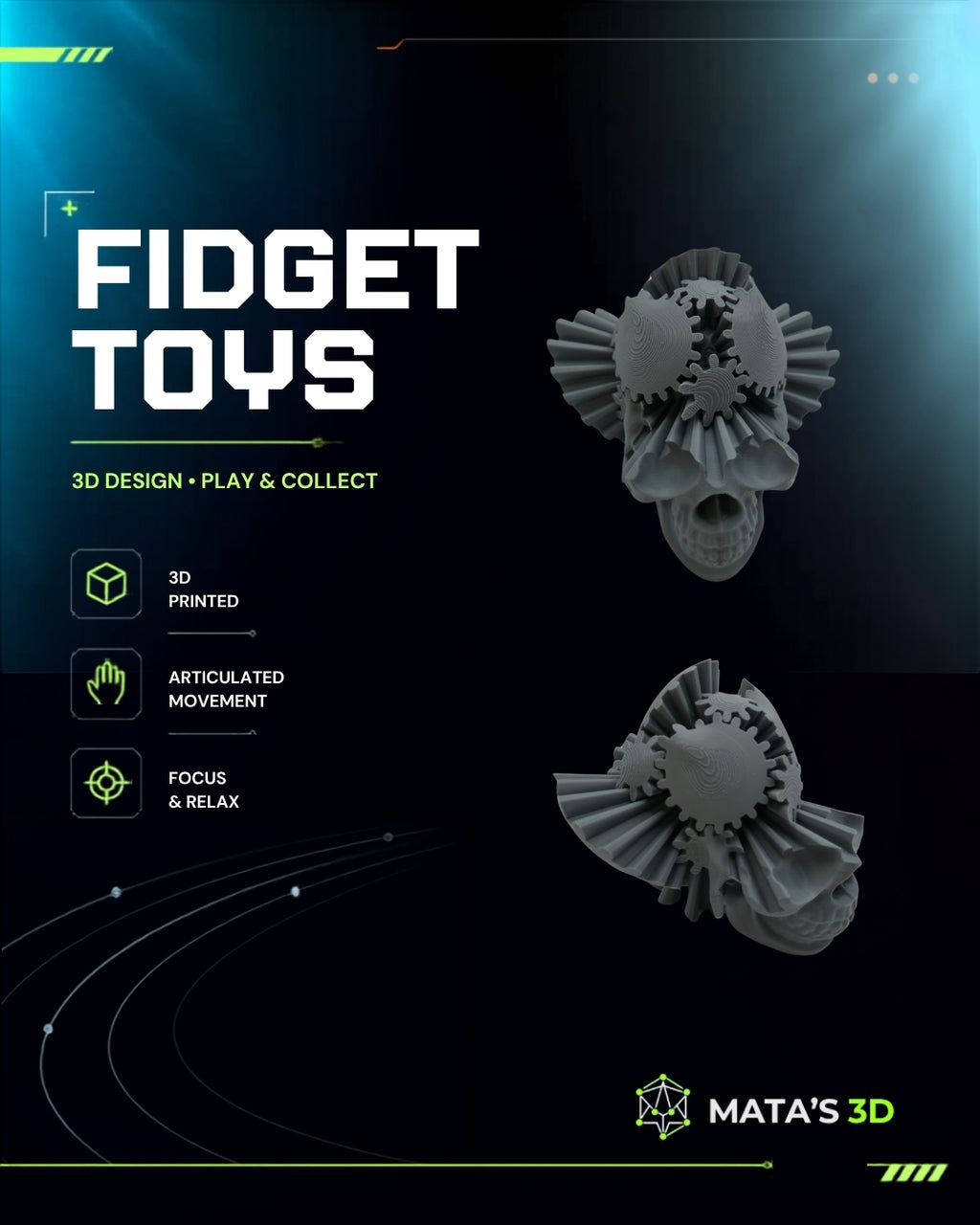 Mechanical Gear Skull - Kinetic Fidget Toy