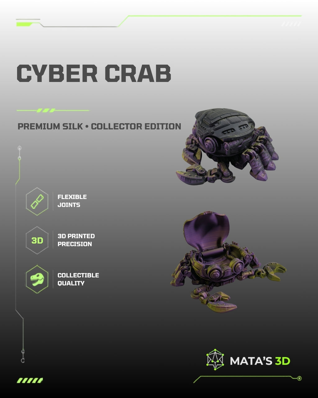 Articulated Cyber Crab – Premium 3D Printed Flexi Figure