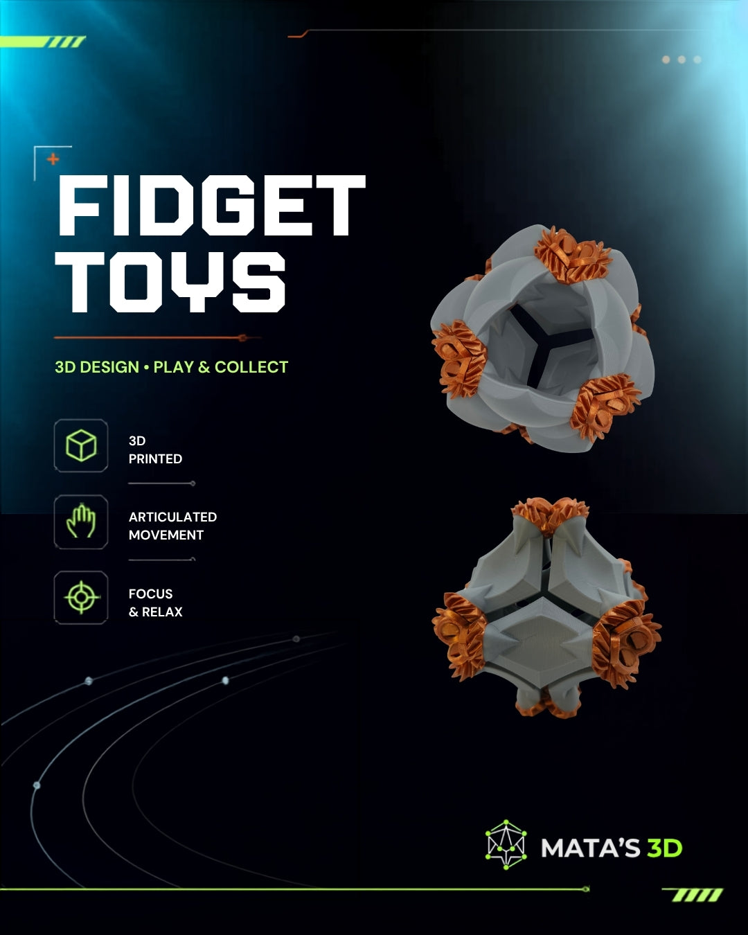 Gear Orbit Fidget Toy – 3D Printed Kinetic Sphere