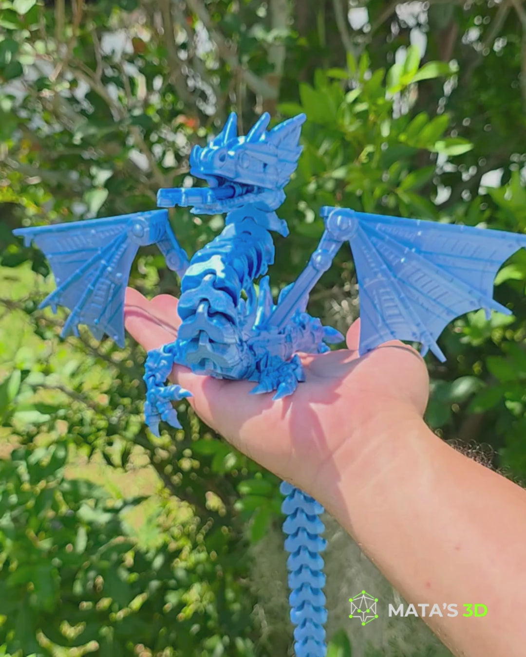 Blue Winged Articulated Dragon – Premium 3D Printed Flexi Figure